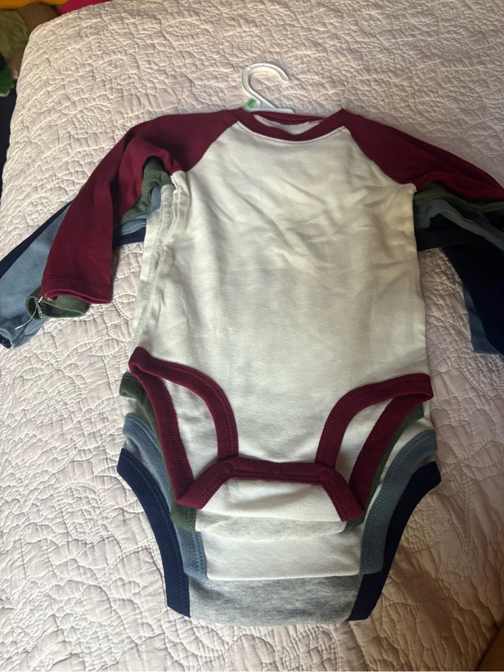 Carter's Gray Bodysuit with Navy Trim Raglan Sleeves